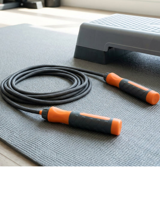 Xvna Weighted Jump Rope 2.8 m Braided Cord Charcoal and Orange - Lifestyle view