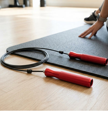 Xvna Speed Jump Rope 3 m Coated Steel Cable Black and Red - Lifestyle view