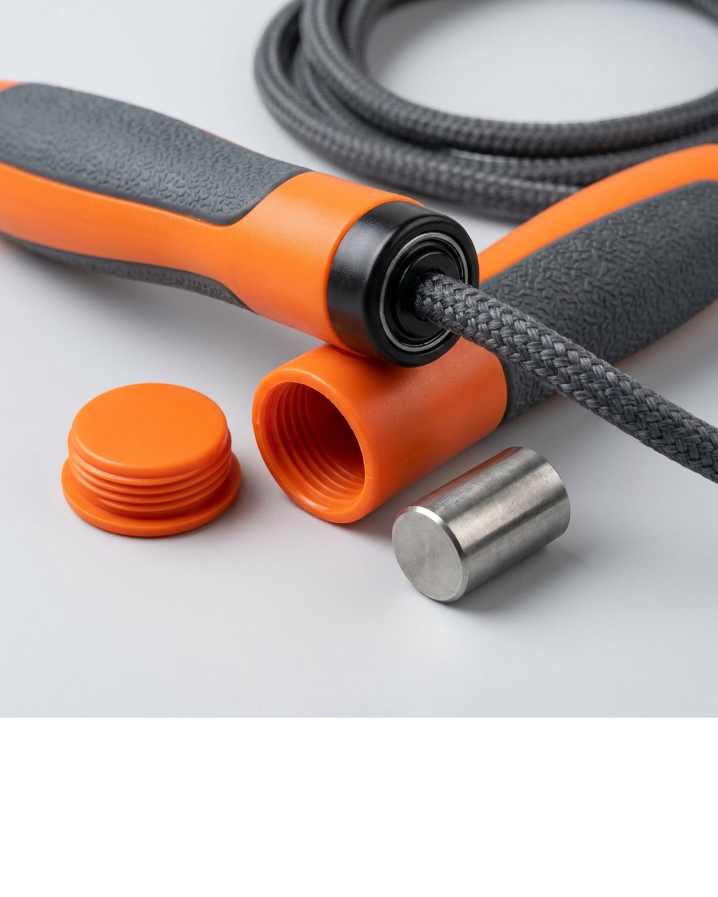 Xvna Weighted Jump Rope 2.8 m Braided Cord Charcoal and Orange - Detail view